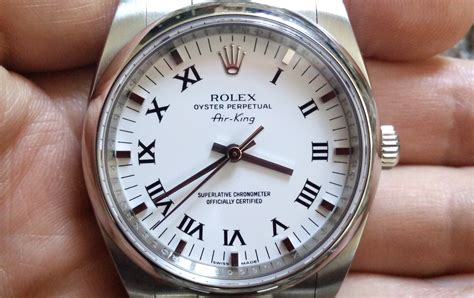 rolex air king white dial roman numerals